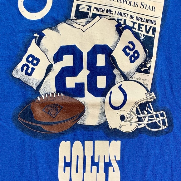 Vintage Indianapolis Colts Marshall Faulk 1994 Single Stitch T-shirt. Mens XL. - Picture 4 of 9